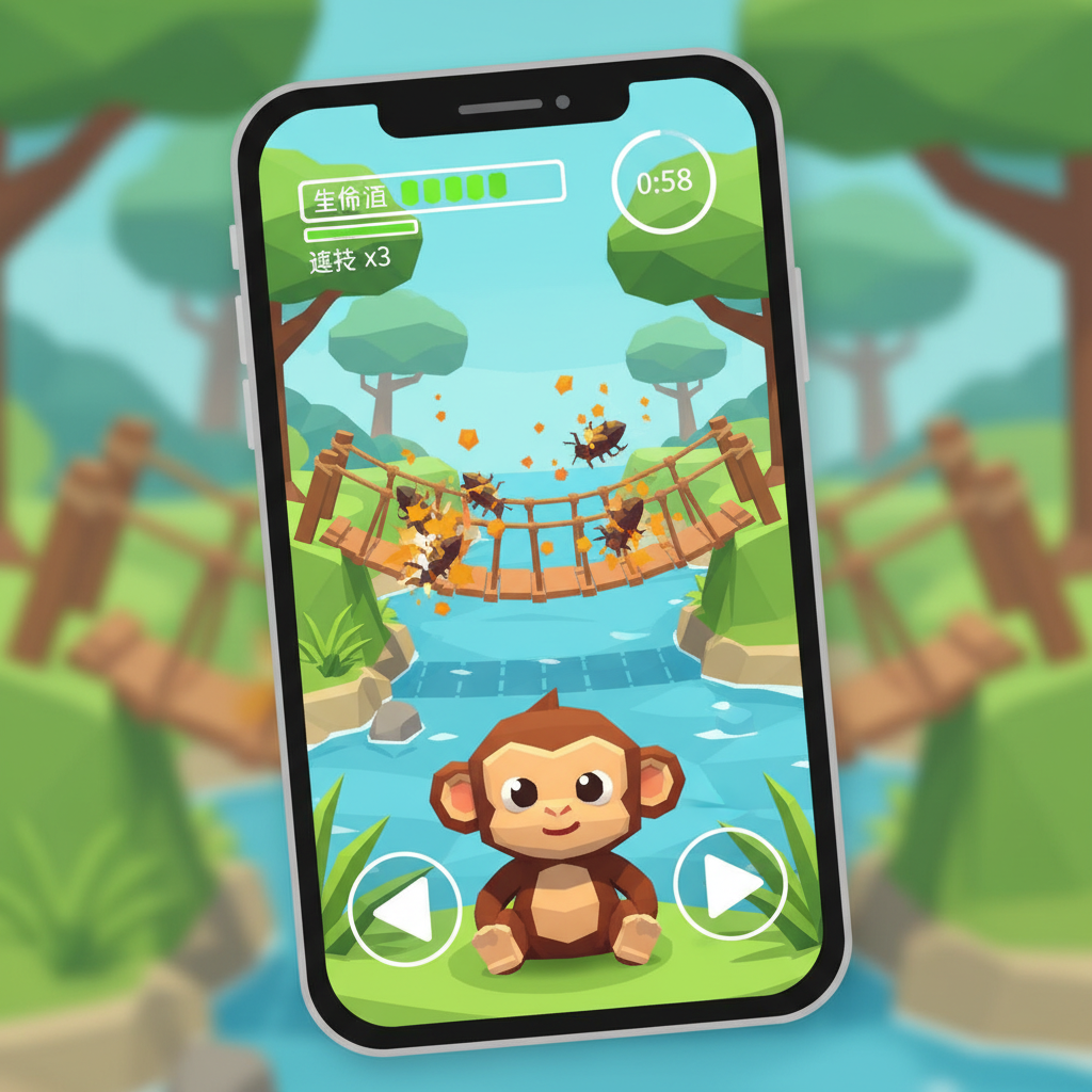 手機 Portrait 模式：觸控按鈕、爆炸粒子、叢林戰場