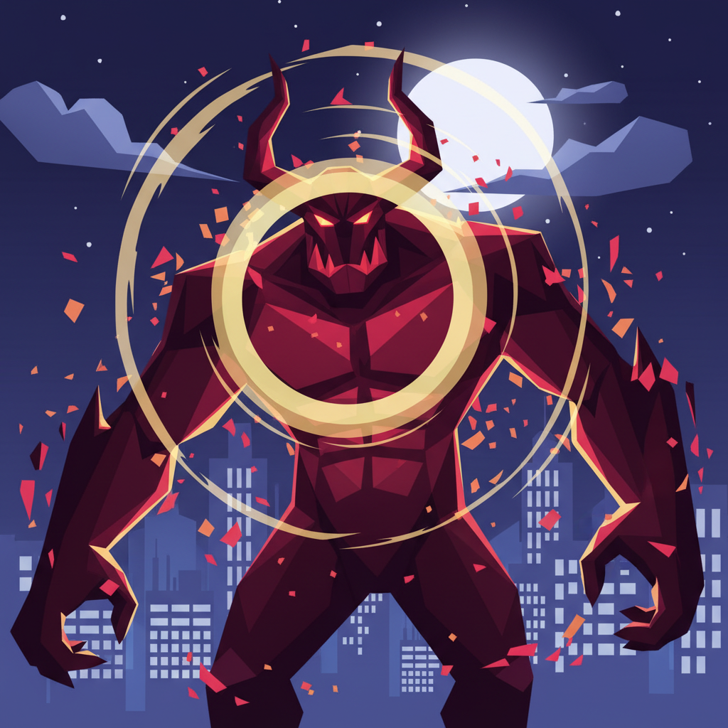 Boss 狂暴化，全身發出深紅色光芒，金色衝擊波圓環向外擴散