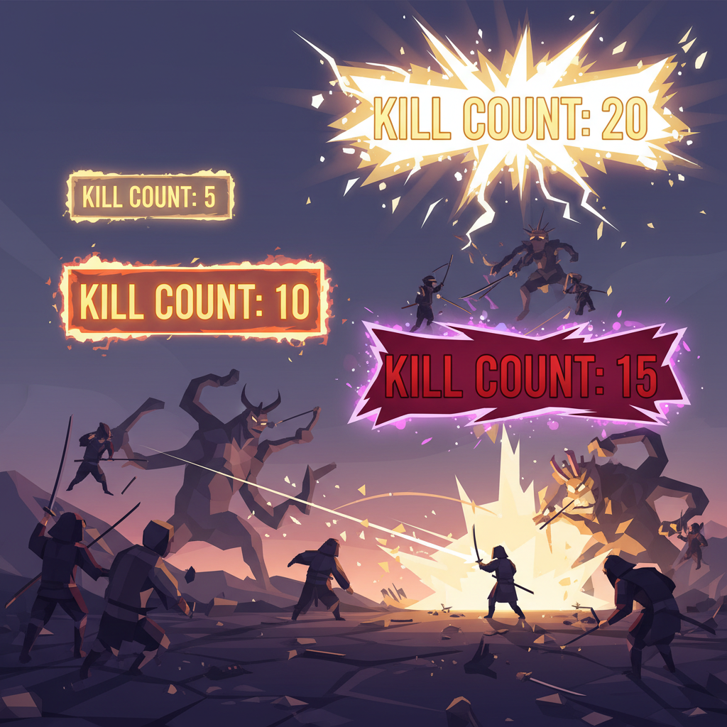 四個連斬階段的漸進效果，從氣合到天誅