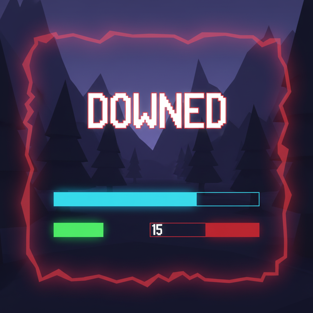 倒地狀態的 HUD 顯示畫面