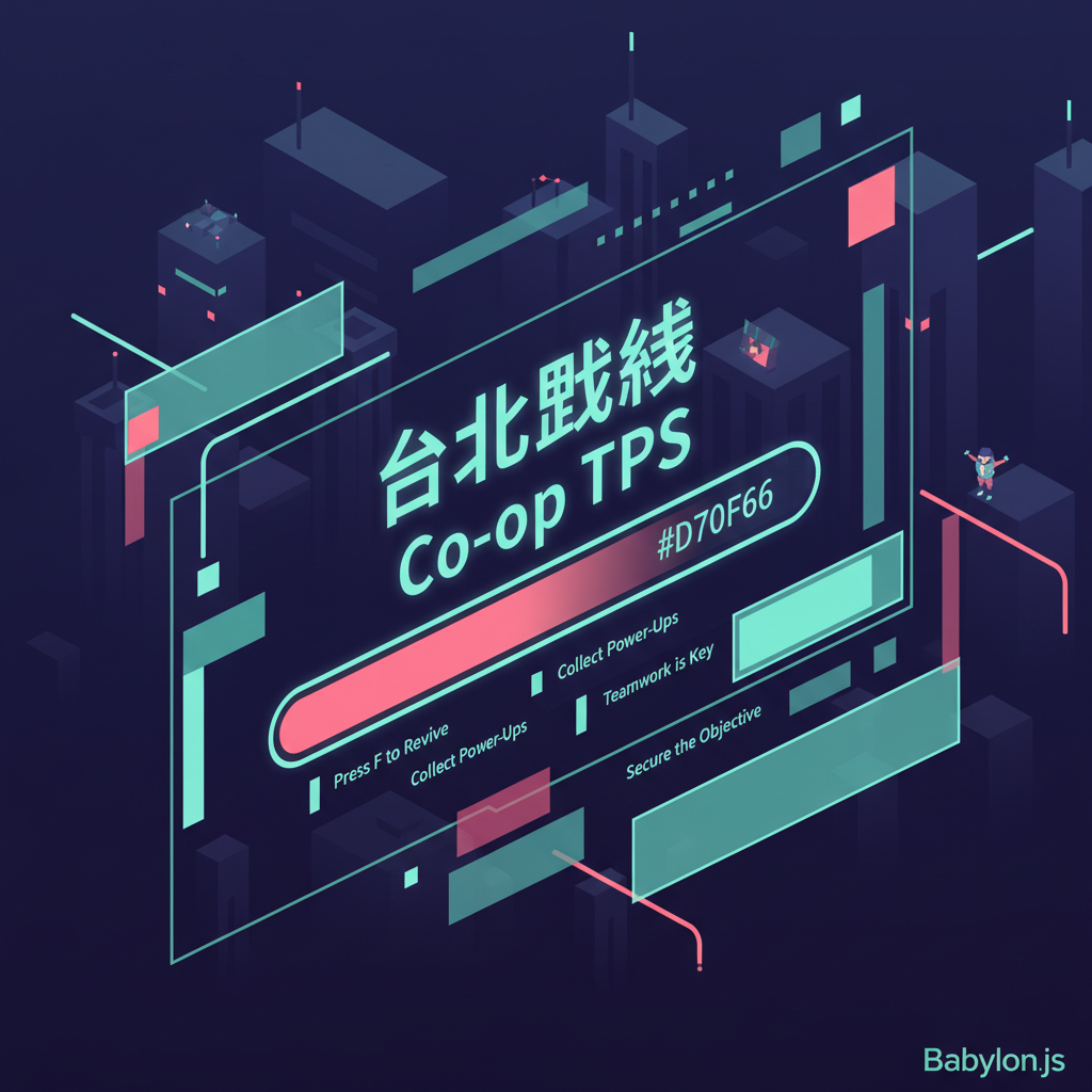 低多邊形風格的遊戲載入畫面，粉紅色進度條和台北戰線品牌標題