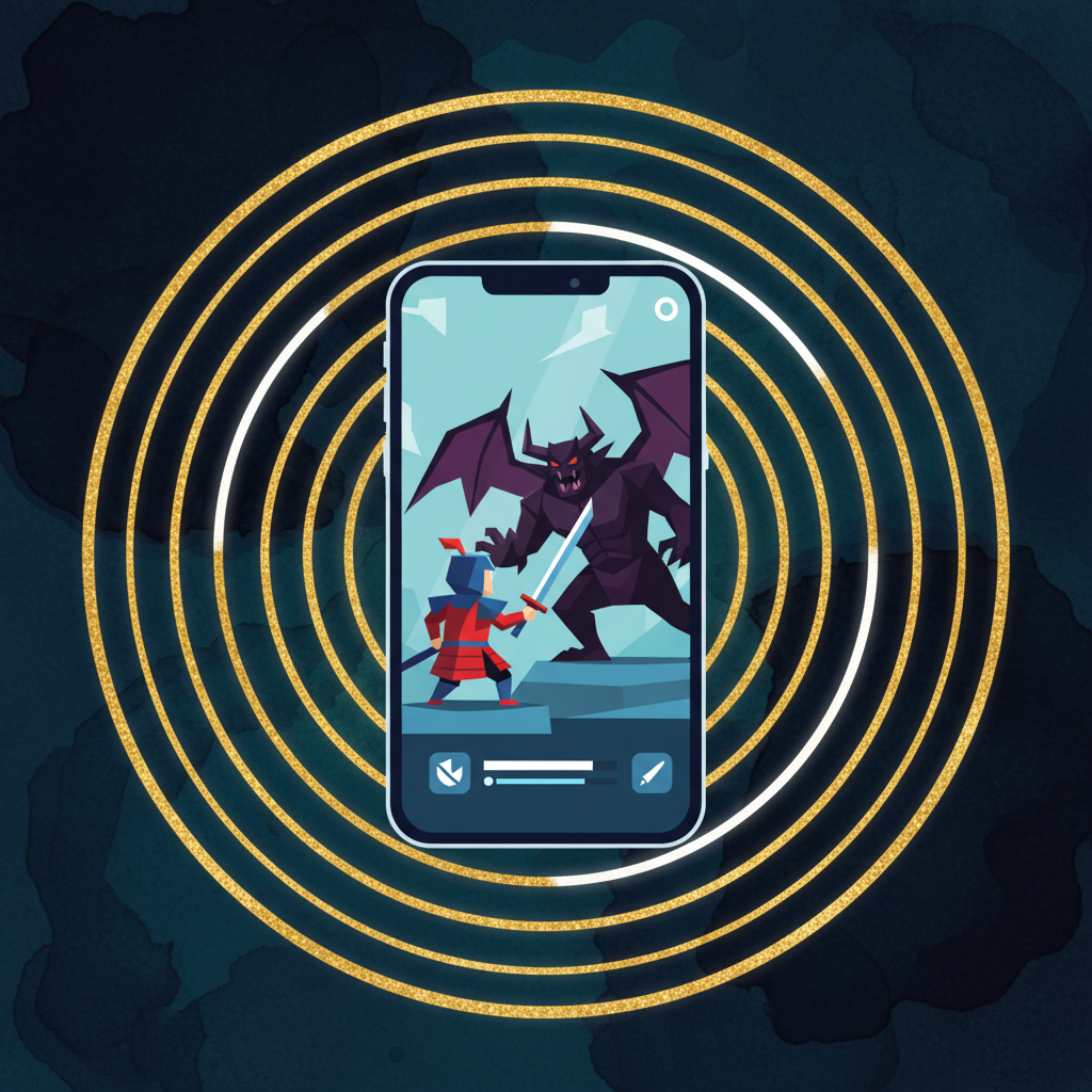 手機在遊戲震動時的視覺示意