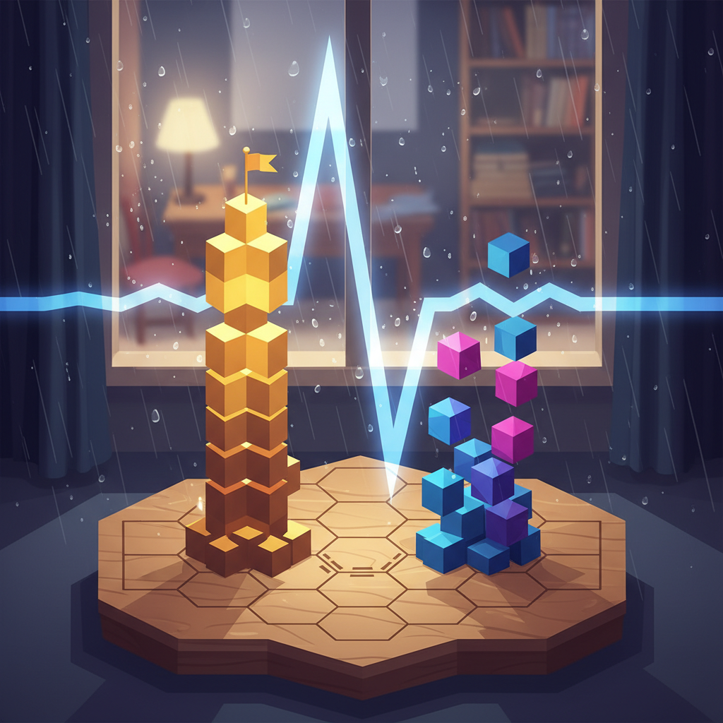 積木堆疊與音效波形