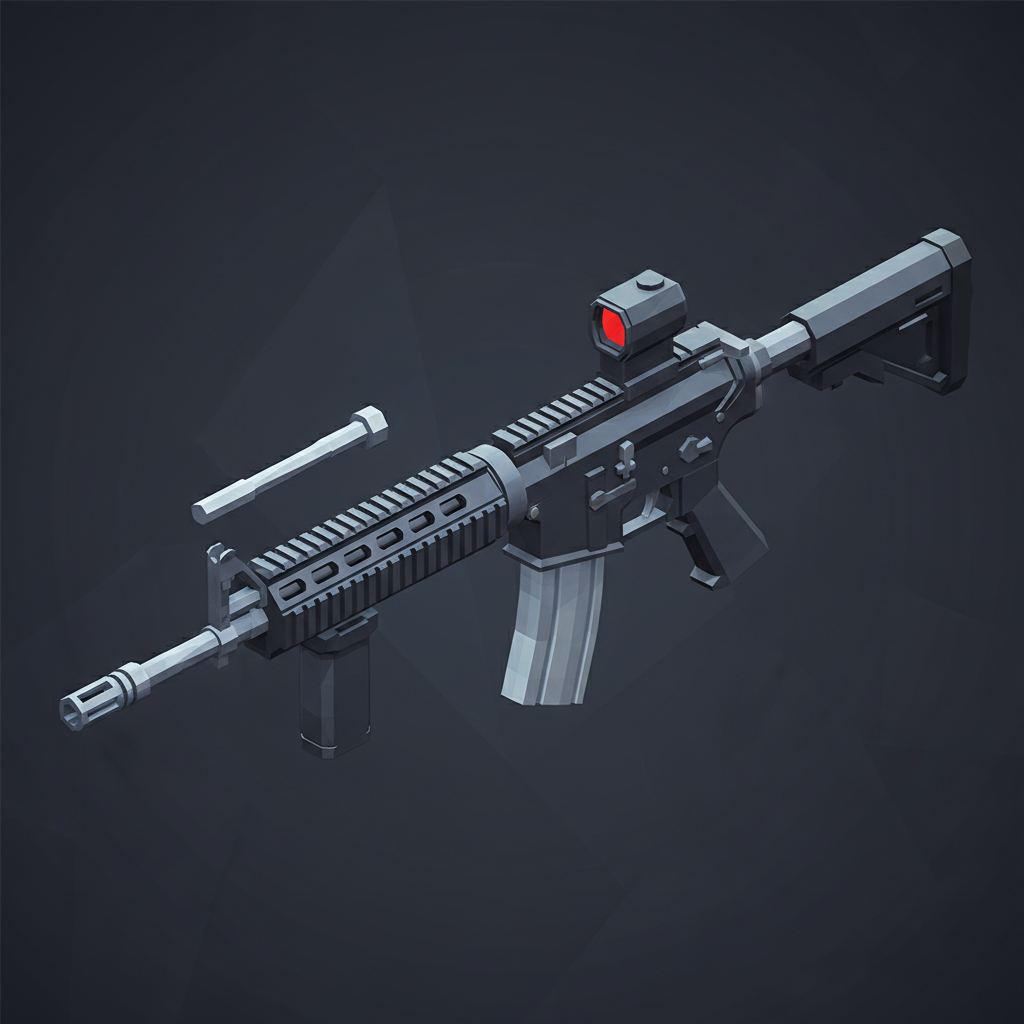 低多邊形突擊步槍模型