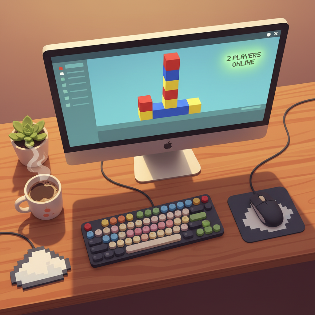 遊戲主選單顯示在線玩家數量的溫馨場景