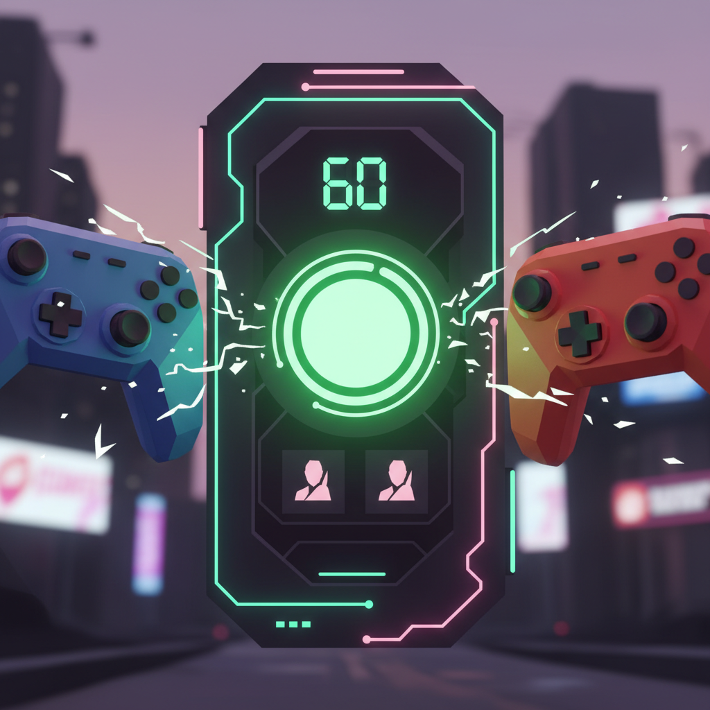 兩名玩家之間閃爍的綠色再戰邀請按鈕，60秒倒數計時