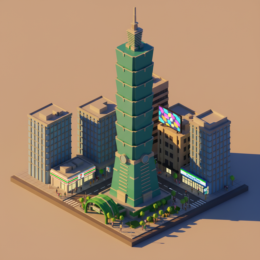 台北101 與信義區街景俯視圖