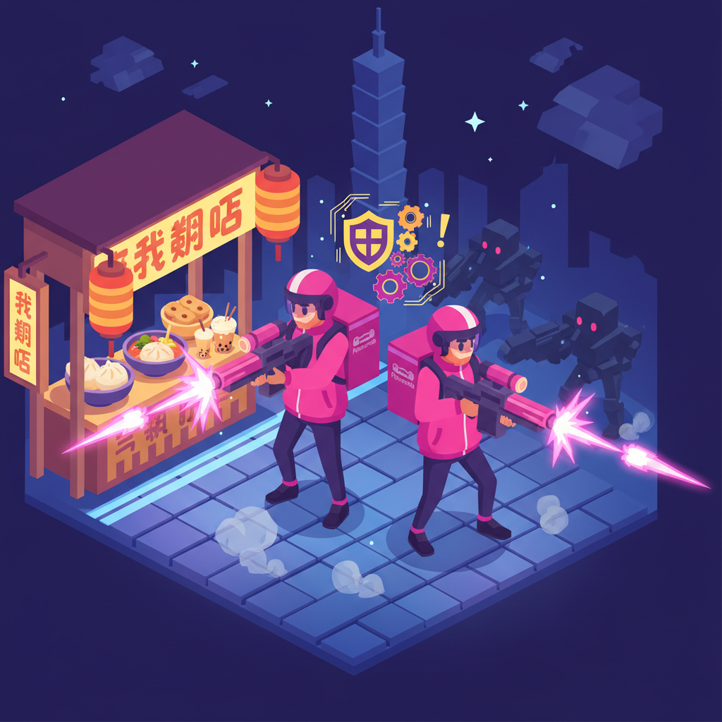 兩個玩家在台北夜市合作作戰