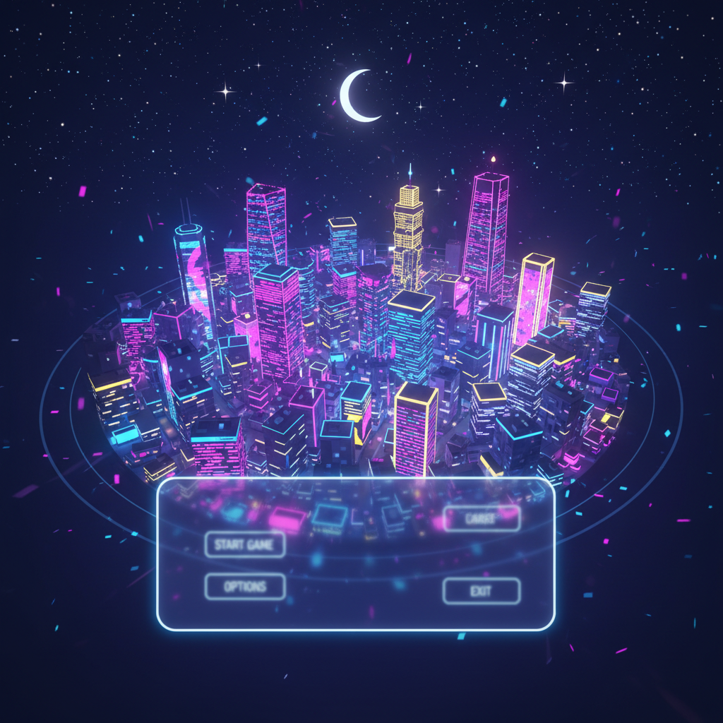 台北夜景，緩緩旋轉的低多邊形城市