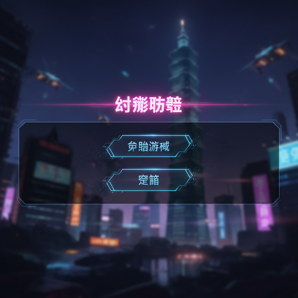 台北戰線主選單介面，粉紅光暈標題與模糊背景