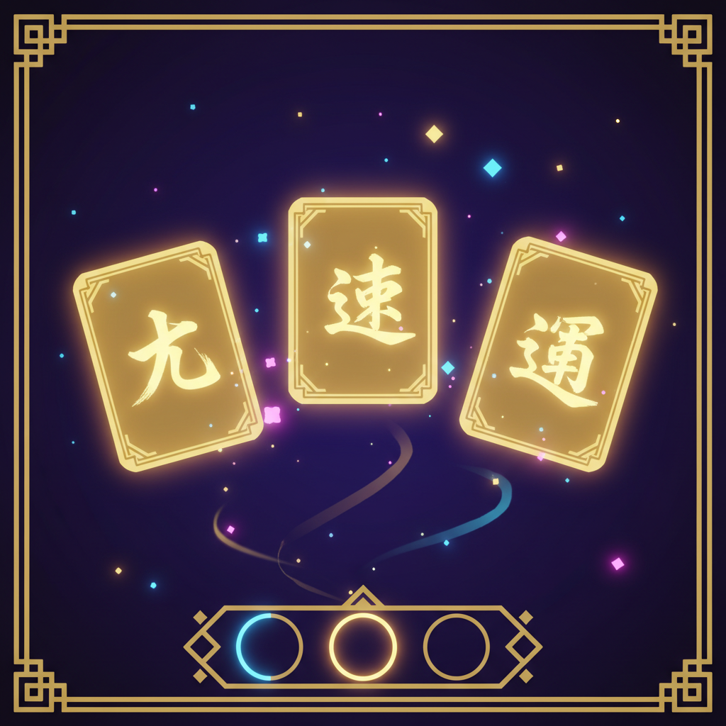 三張 roguelike 升級卡牌浮現，日式漢字特效